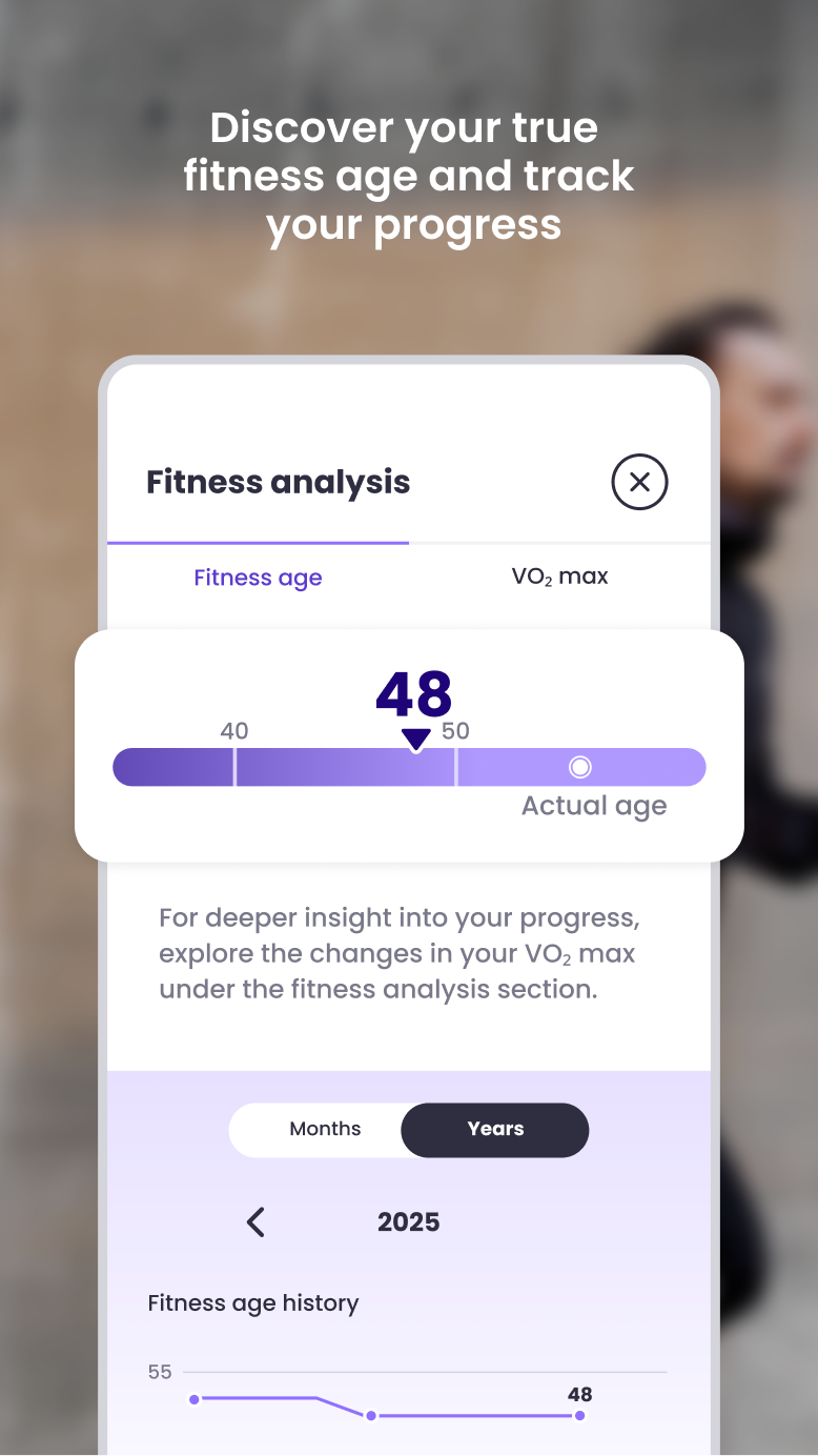 MiaHealth-App-Bildschirm — Fitnessalter-Tracker